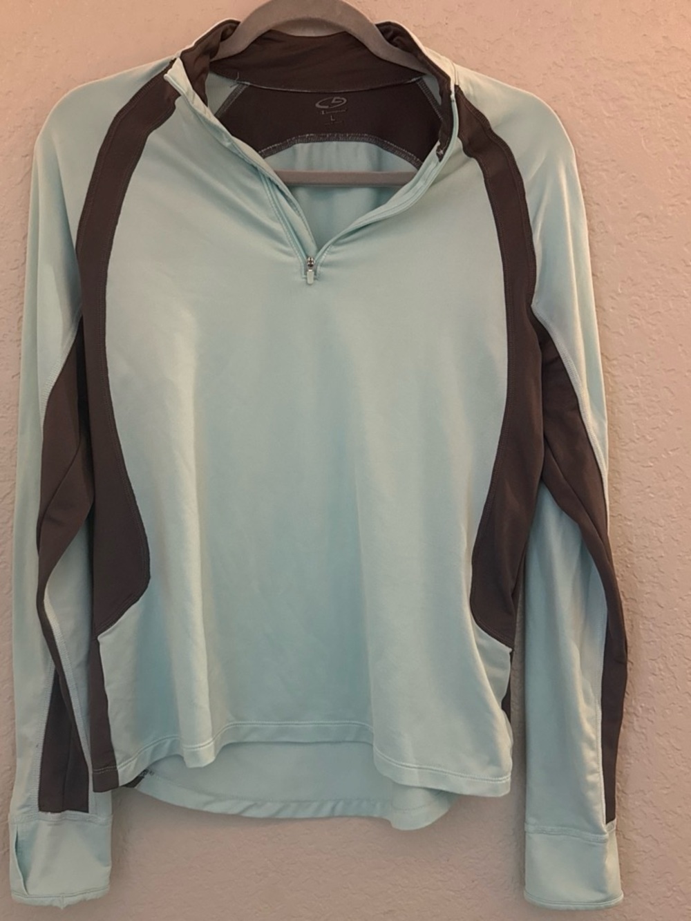 Light Blue and Gray Women's Half-Zip Performance Sweater